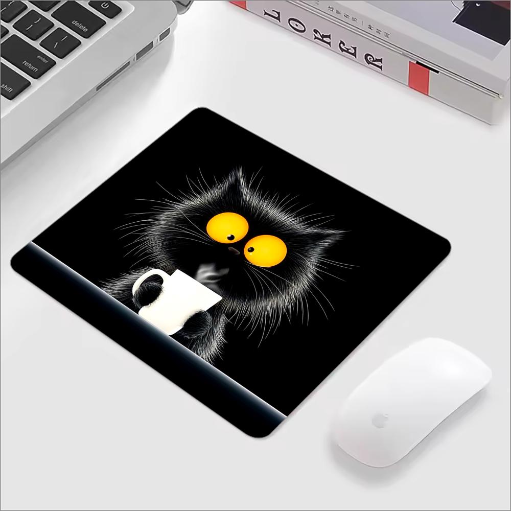 Laptop Accessories Bundle - Kawaii القهوة القط ماوس الوسادة الأسود